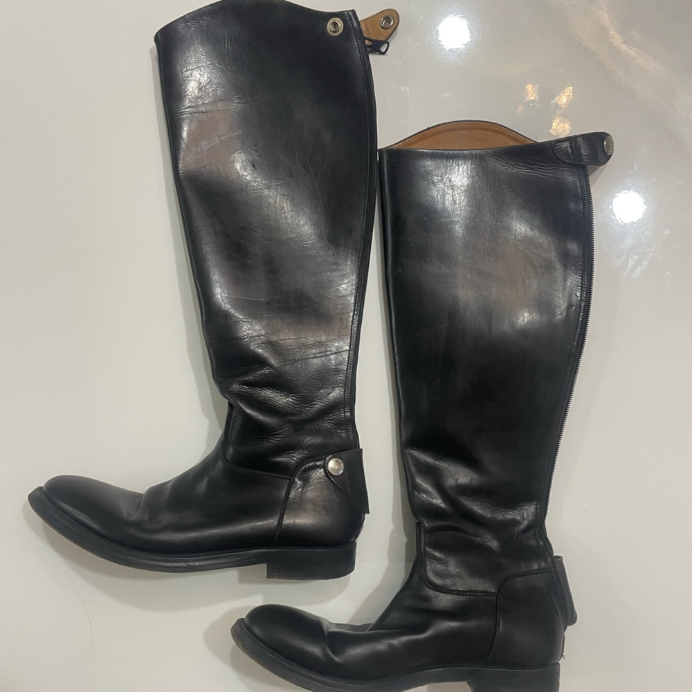 Alberto Fasciani Tall Black Leather Riding Boots – Size 38